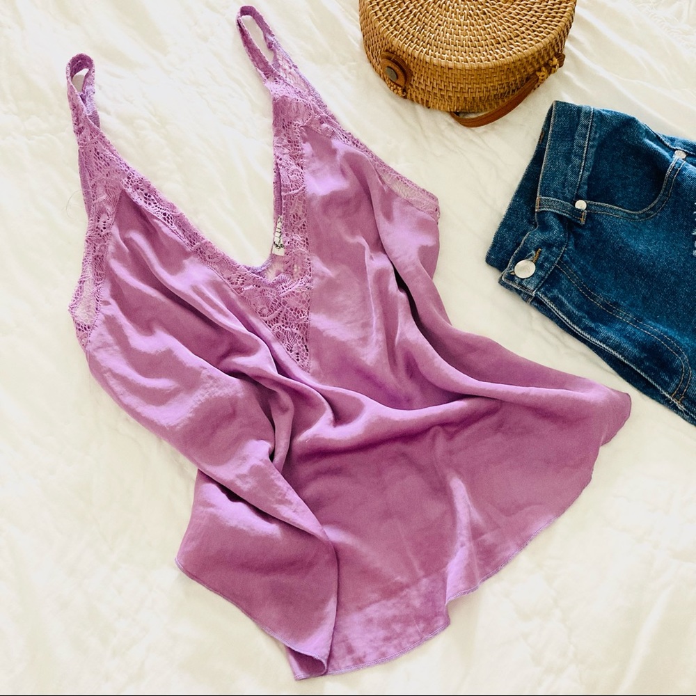 FP Purple Satin Lace Tank